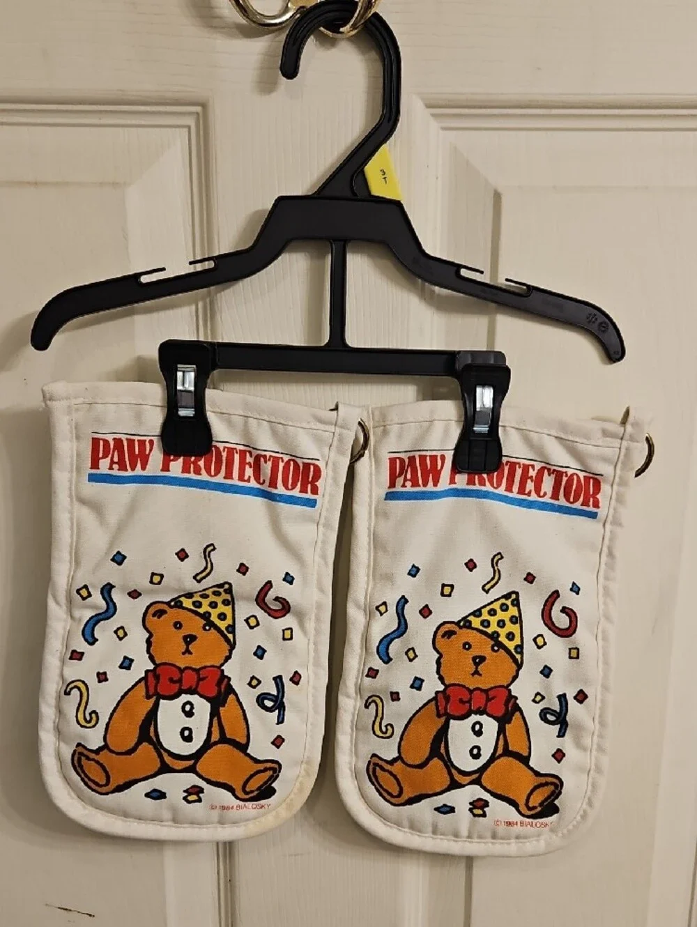 Vintage 1984 Bialosky Party Bear Apron & Pot Holder Set